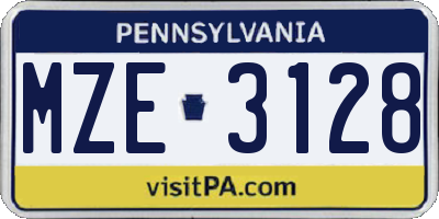 PA license plate MZE3128
