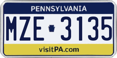 PA license plate MZE3135