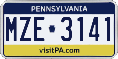 PA license plate MZE3141