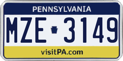 PA license plate MZE3149