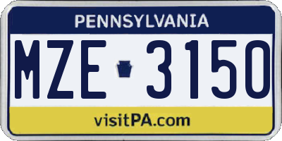 PA license plate MZE3150