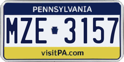 PA license plate MZE3157