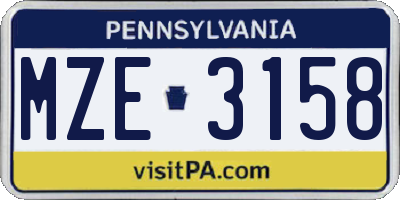 PA license plate MZE3158