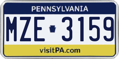 PA license plate MZE3159