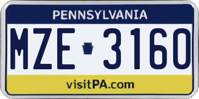PA license plate MZE3160