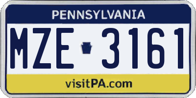 PA license plate MZE3161