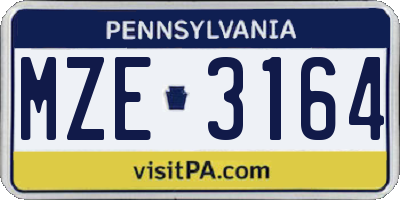 PA license plate MZE3164