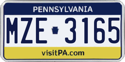PA license plate MZE3165