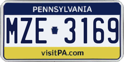 PA license plate MZE3169