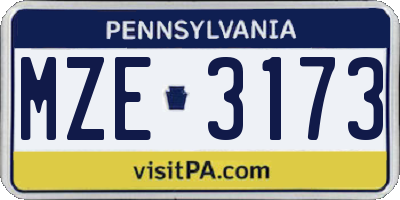 PA license plate MZE3173