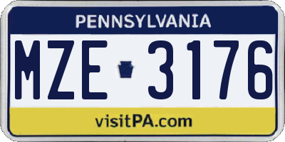 PA license plate MZE3176
