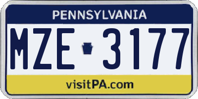 PA license plate MZE3177