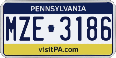 PA license plate MZE3186