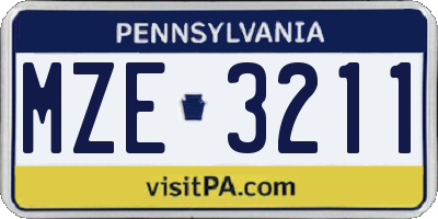 PA license plate MZE3211