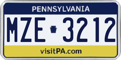 PA license plate MZE3212