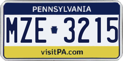 PA license plate MZE3215