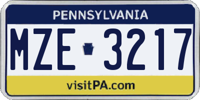 PA license plate MZE3217