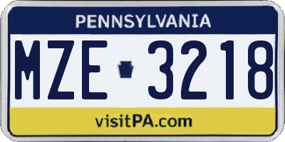 PA license plate MZE3218