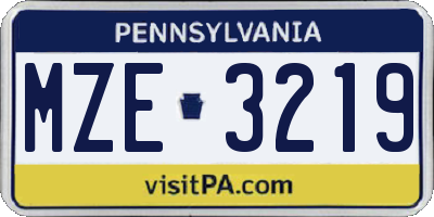 PA license plate MZE3219