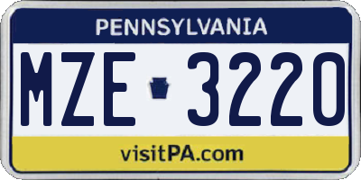 PA license plate MZE3220
