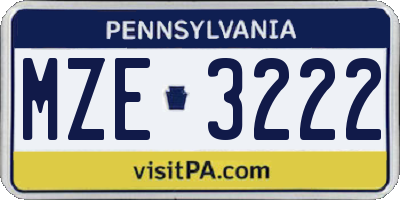 PA license plate MZE3222