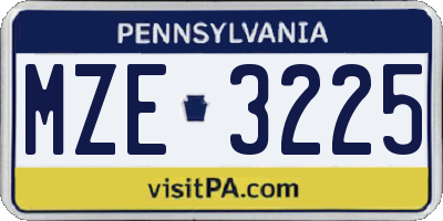 PA license plate MZE3225