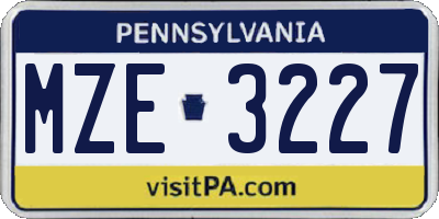 PA license plate MZE3227