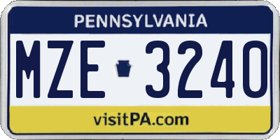 PA license plate MZE3240
