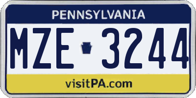 PA license plate MZE3244