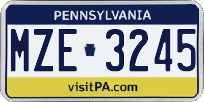 PA license plate MZE3245