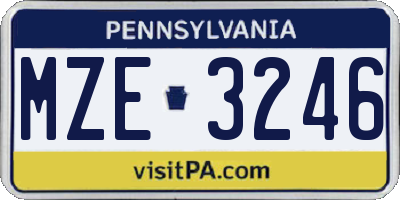PA license plate MZE3246