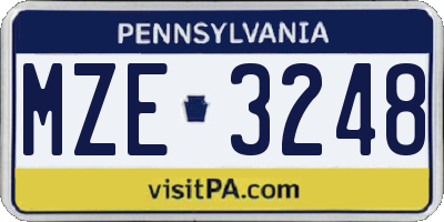 PA license plate MZE3248