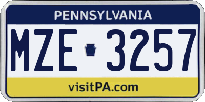 PA license plate MZE3257