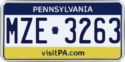 PA license plate MZE3263