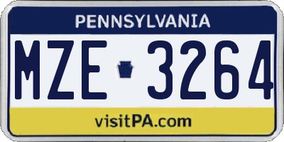 PA license plate MZE3264