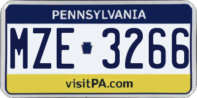 PA license plate MZE3266
