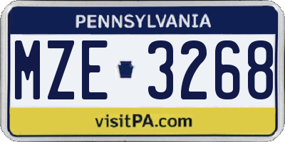 PA license plate MZE3268