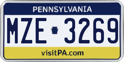 PA license plate MZE3269