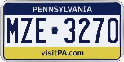 PA license plate MZE3270