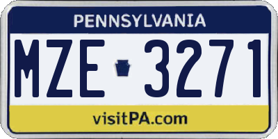 PA license plate MZE3271