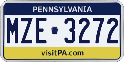 PA license plate MZE3272