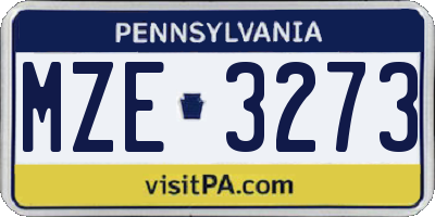 PA license plate MZE3273