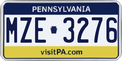 PA license plate MZE3276