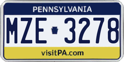 PA license plate MZE3278