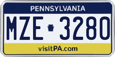 PA license plate MZE3280