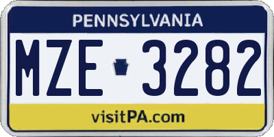 PA license plate MZE3282