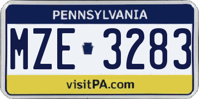 PA license plate MZE3283