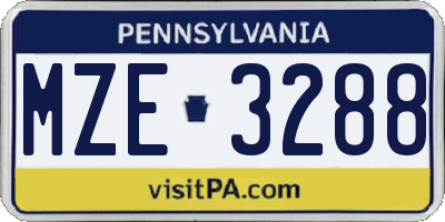 PA license plate MZE3288