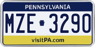 PA license plate MZE3290