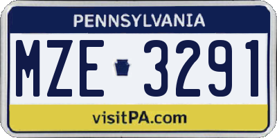 PA license plate MZE3291